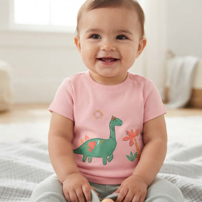 Carter's Baby Girls Pink Dinosaur Graphic Short Sleeve T-Shirt 12 Months