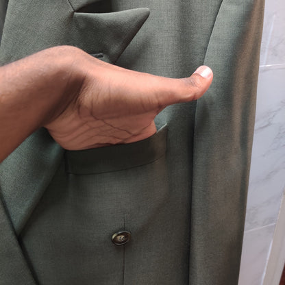Minelli Uomo Gray Double-Breasted Wool Suit Jacket European Size 56 US 46