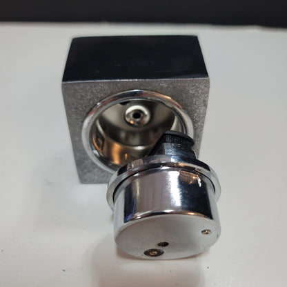 Vintage MCM black silver table Lighter MR io 1960s cube