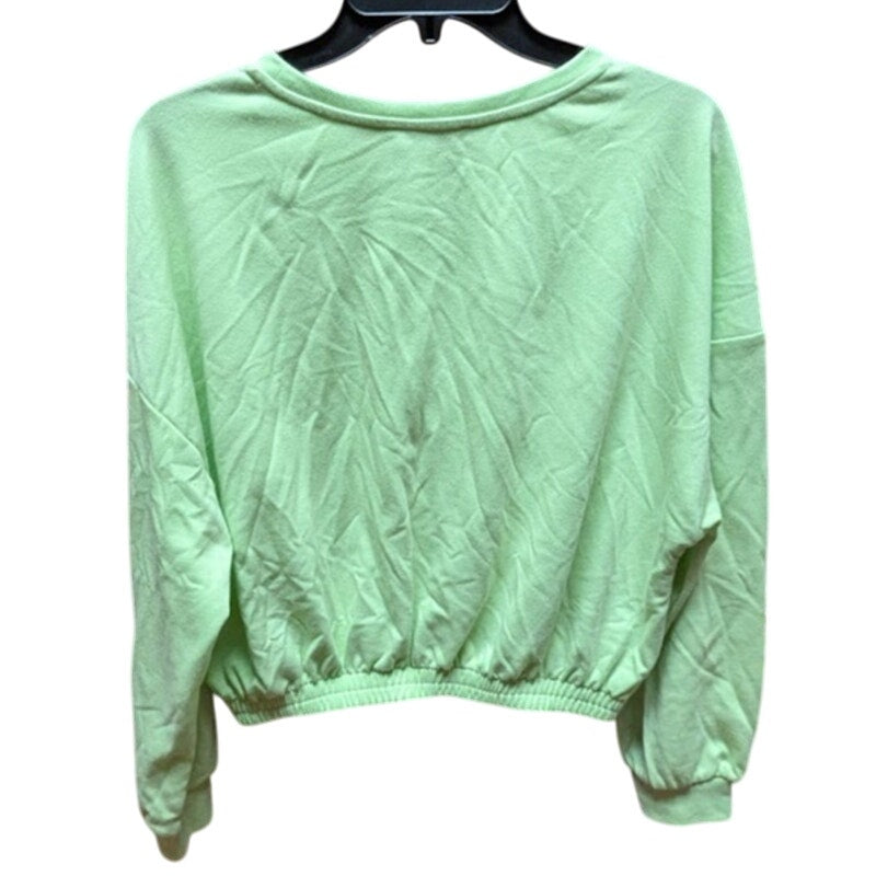 Elodie Lime Green cute Tightened Crop Top Sweatshirt size Small