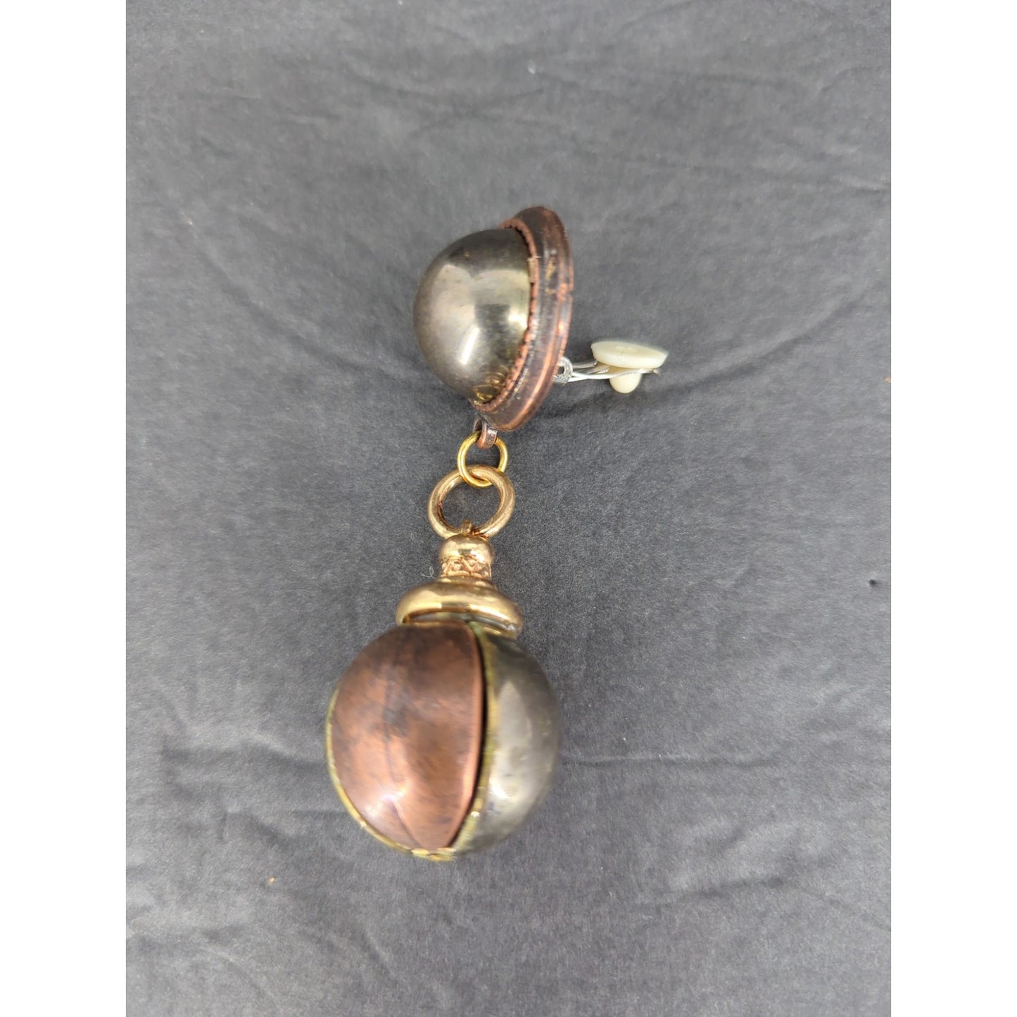 Vintage Pearl Cabochon Bead Orb Drop Clip On Earrings Gold Tone Retro Glam 1980s