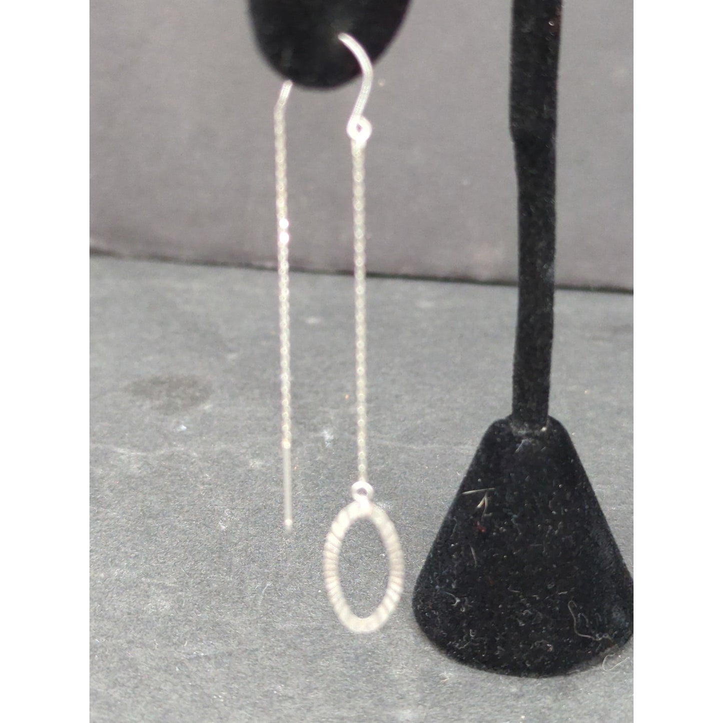Vintage Minimalist Sterling Silver Teardrop Wire Dangle Earrings 925 Draping