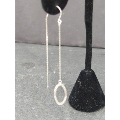 Vintage Minimalist Sterling Silver Teardrop Wire Dangle Earrings 925 Draping