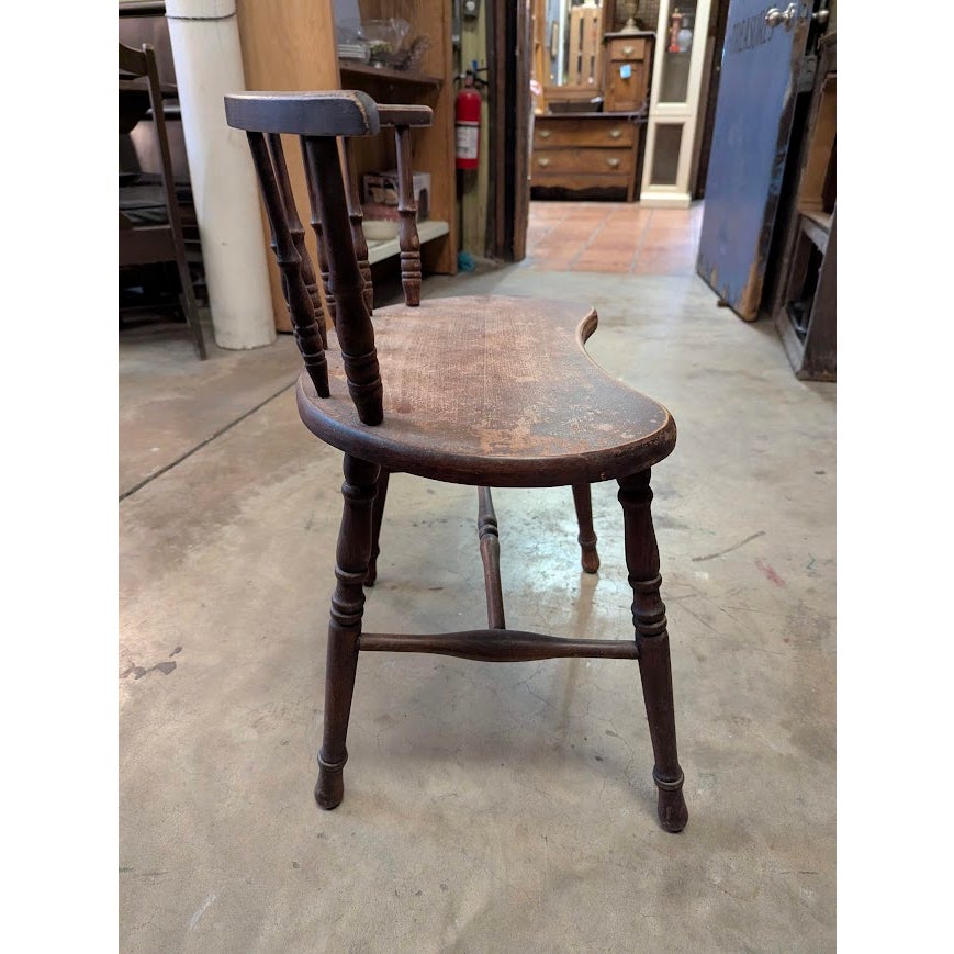 Secondhand Sandies: Antique 19thC Wood Spindle Chair | 20x11 Kidney Plank Accent Vanity Seat