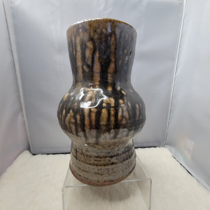 Mid-Century Modern Bulbous Studio Art Pottery Dripware Vase