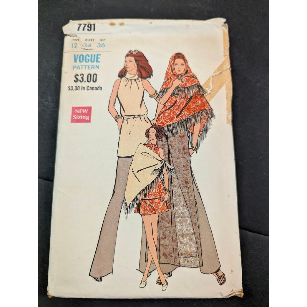 Vintage Pattern Sewing Crafts Hobby Vogue 7791 Size 12