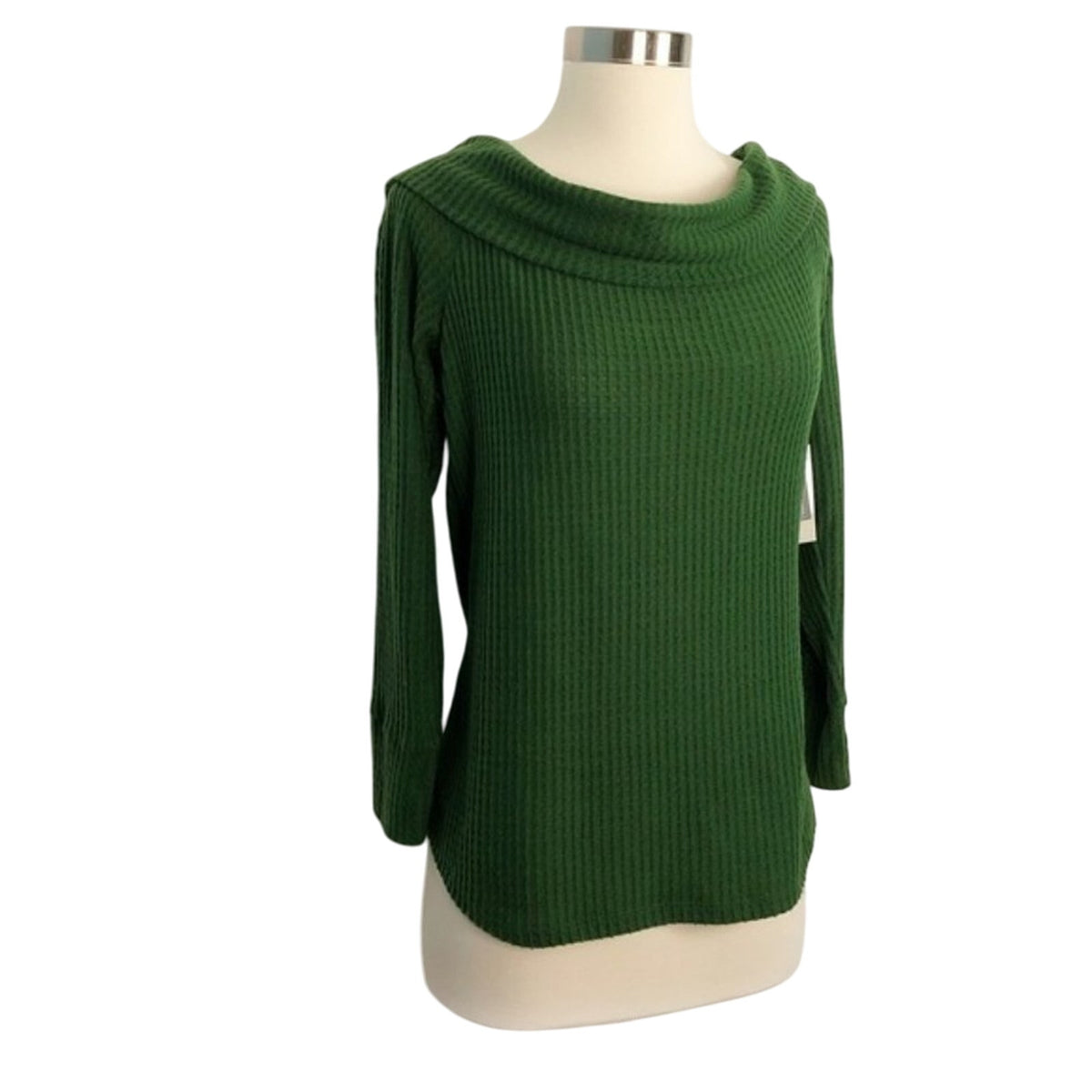 NWT BP. Pullover Green Sweater Drapey Neck Long Sleeves Size Large
