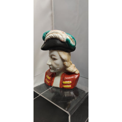 Vintage 1950s Colonial General Soldier HeadVase Planter Figurine Kitsch Regal