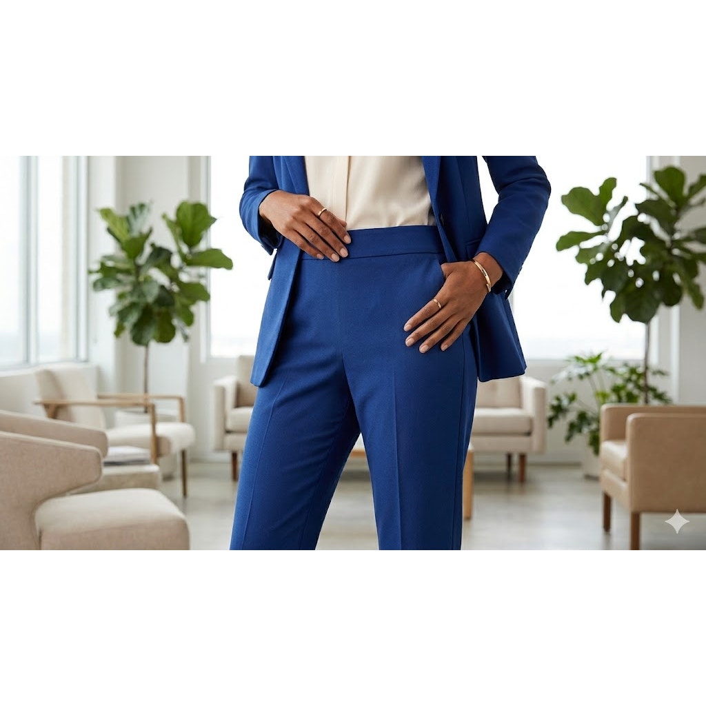 Antonio Melani Royal Blue Wool Blend Side Zip Trousers Career Minimalist Slim 2