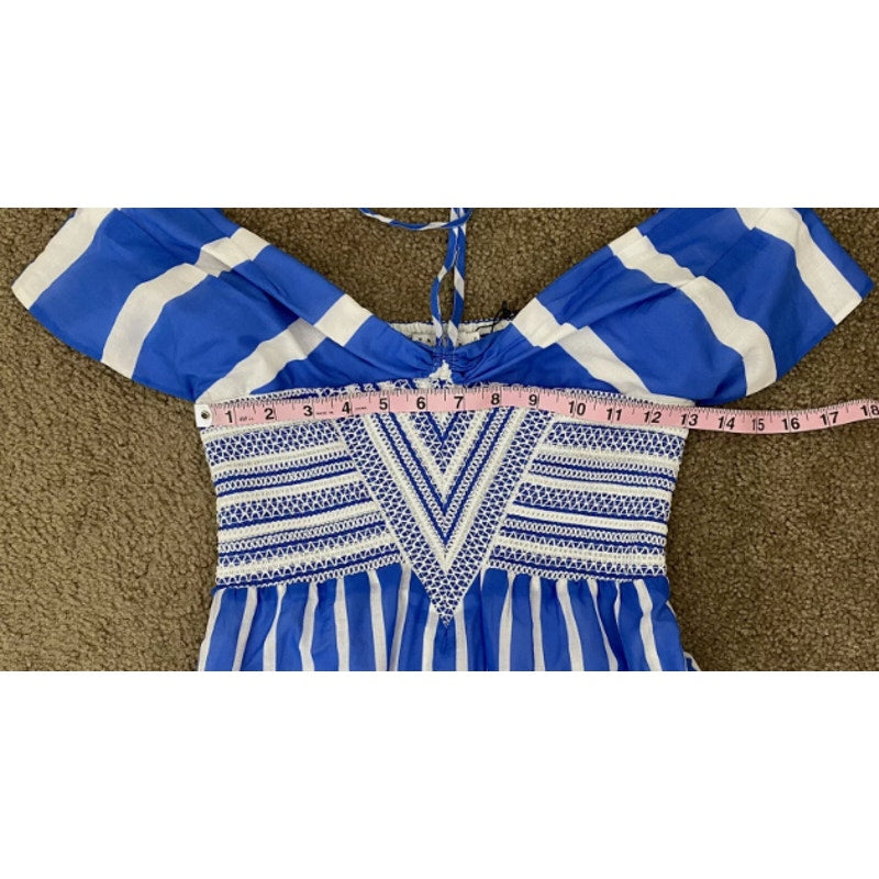 TANYA TAYLOR Celina Smocked Striped Color block Midi Dress Smocking 2 / xs NEW
