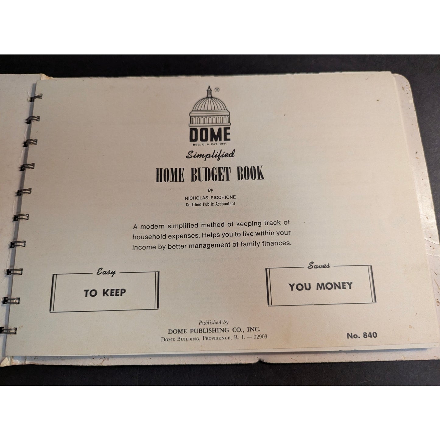 Vintage Dome Simplified Home Budget Book Spiral Bound Accounting Ledger Ephemera