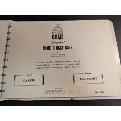 Vintage Dome Simplified Home Budget Book Spiral Bound Accounting Ledger Ephemera