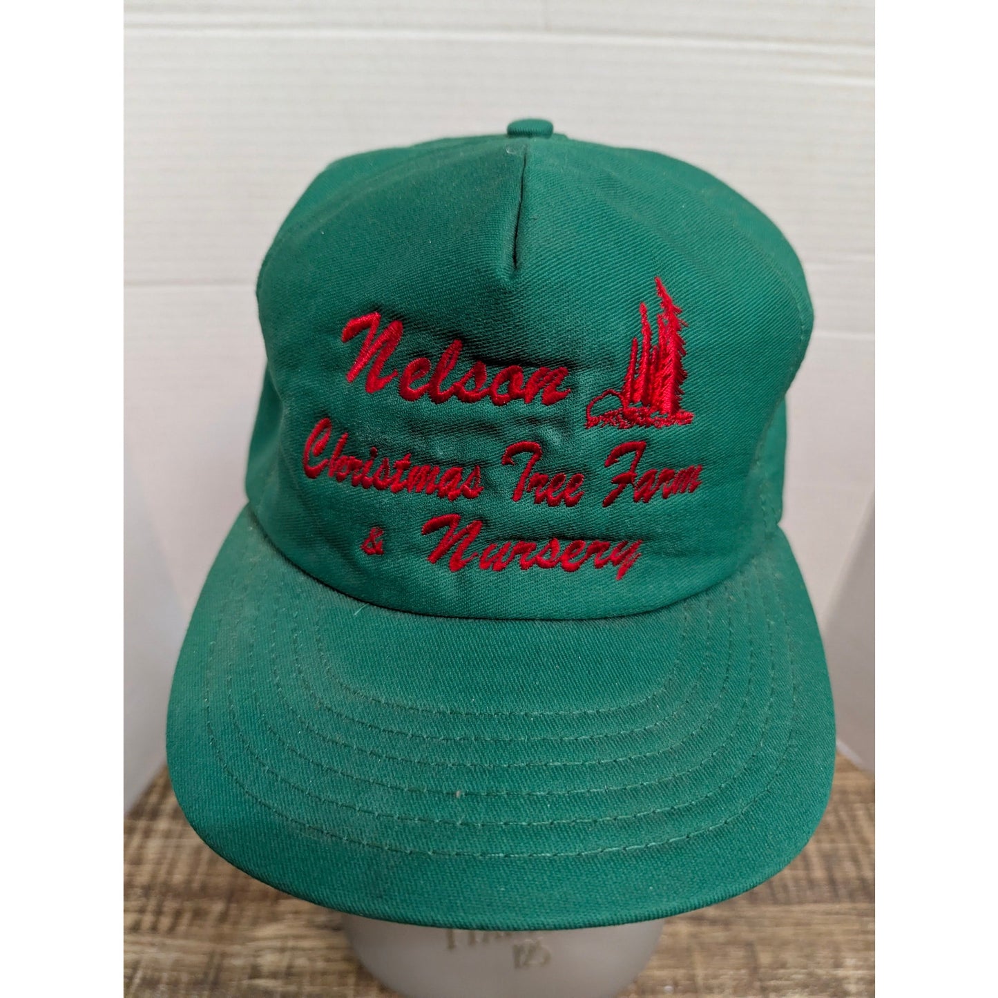 Vintage Nelson Christmas Tree Farm & Nursery Green Snapback Hat Retro Y2K