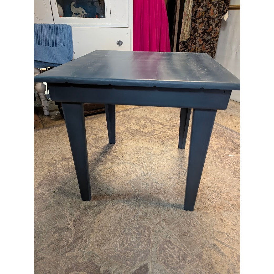 Secondhand Sandies: 24" x 24" Blue solid wood table  side end