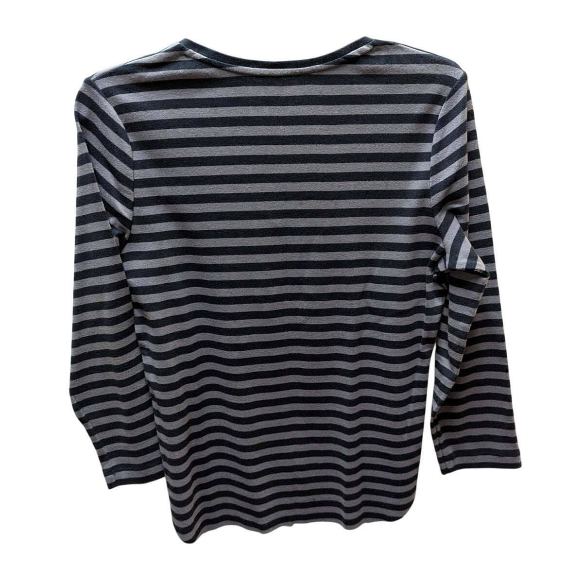 Jones New York Sport Striped V-Neck Top Womens Medium Blue Grey Cotton Tee