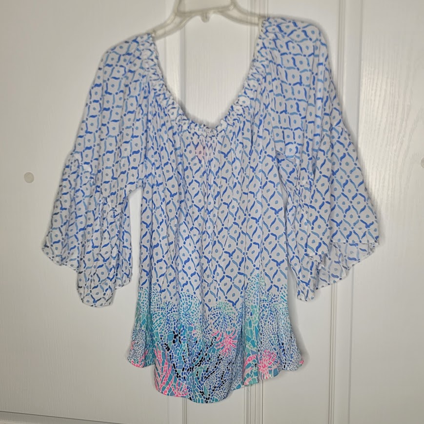 Lilly Pulitzer Multi Sea La Vie Nevie Off The Shoulder Top Multi Women’s XL