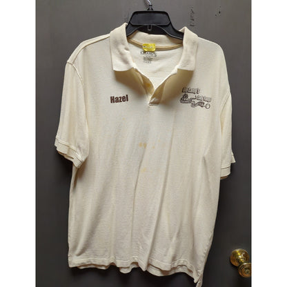 Vintage Collared Champs XL Short Sleeve cream bowling shirt HAZEL