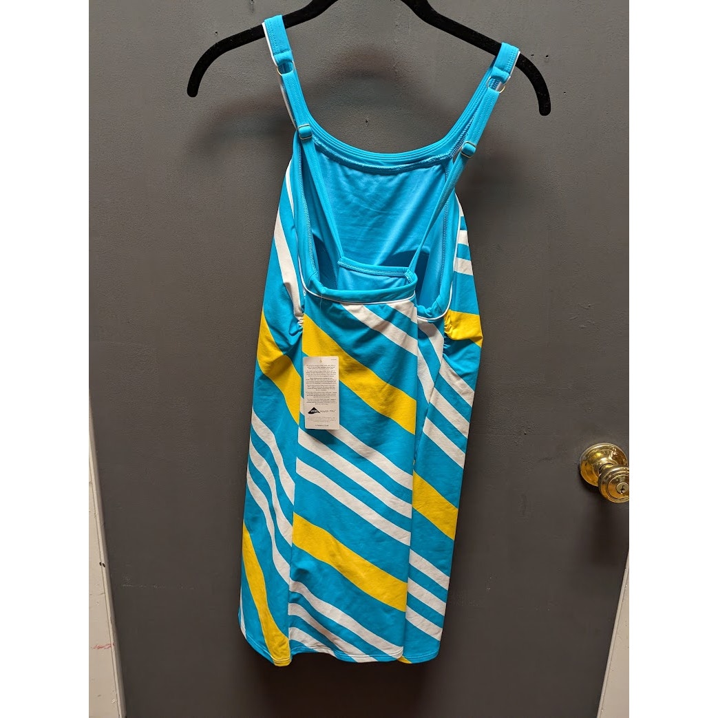Lands End Size 12 Blue Yellow white bathing suit top tankini NEW