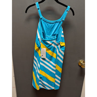 Lands End Size 12 Blue Yellow white bathing suit top tankini NEW