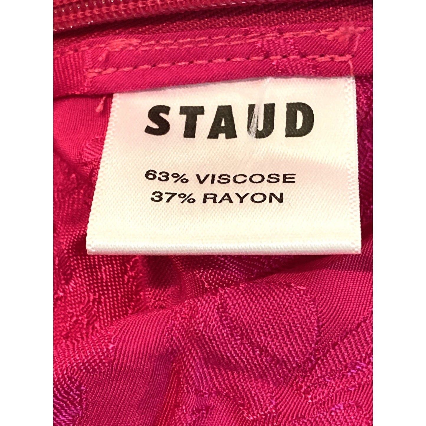Staud Bloom Top V-Neck Ruched Drawstring Crop Top Size Large in Peony Pink NWT
