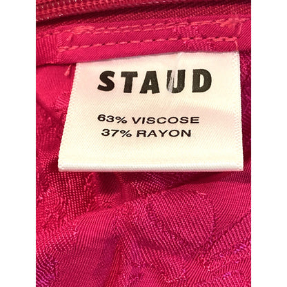 Staud Bloom Top V-Neck Ruched Drawstring Crop Top Size Large in Peony Pink NWT