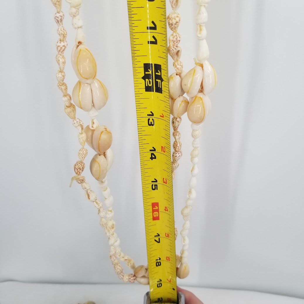 vINTAGE cowrie shell necklaces Lot of 5 Beach shells various lengths