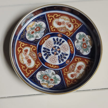 Vintage Handpainted Japanese Imari Porcelain Dish 5.5" Gold Gilt