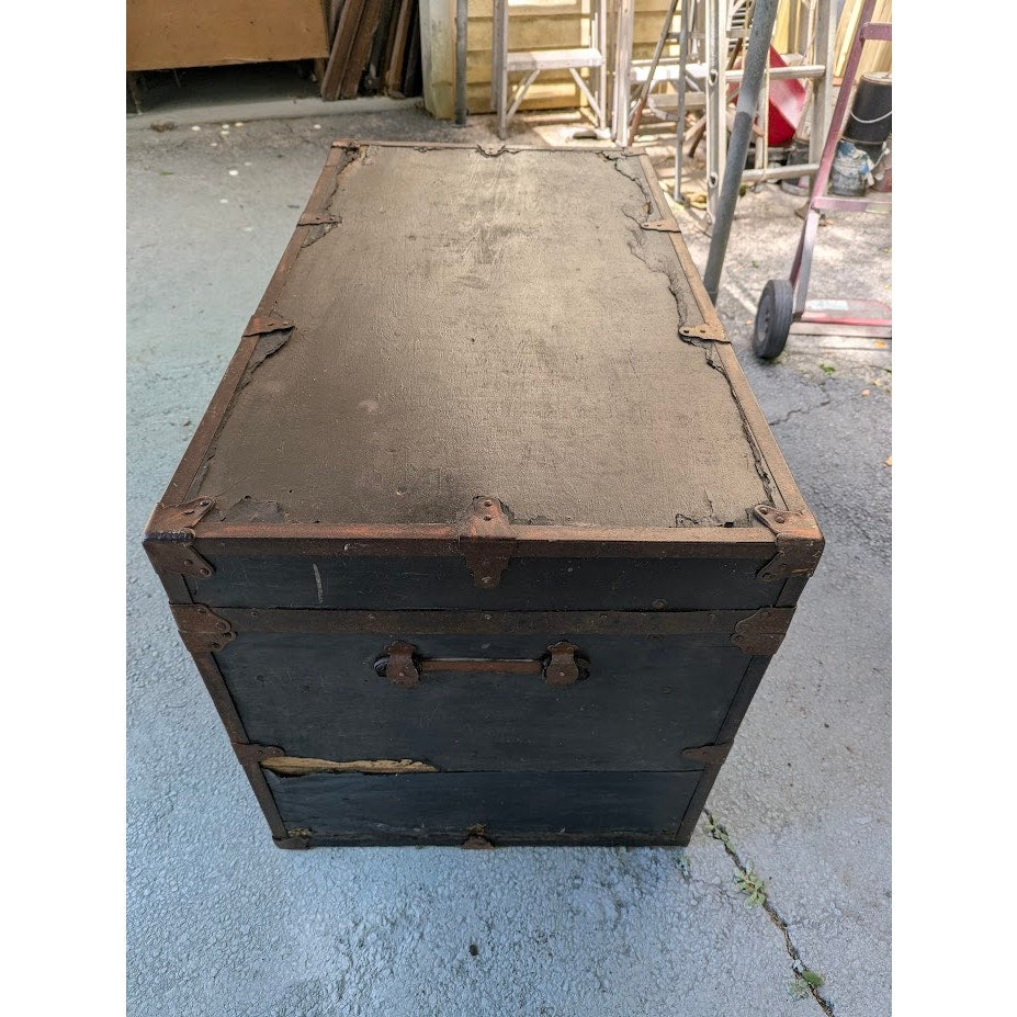 Secondhand Sandies: large trunk storage wood and metal  antique