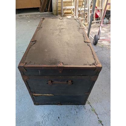 Secondhand Sandies: large trunk storage wood and metal  antique
