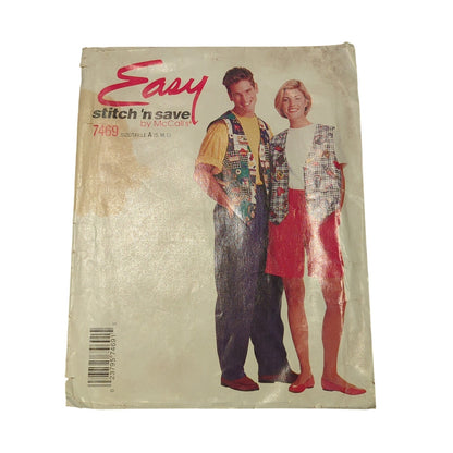 Vintage Sewing pattern McCall's 7469 Medium Large Easy Stitch 'n Save top shorts