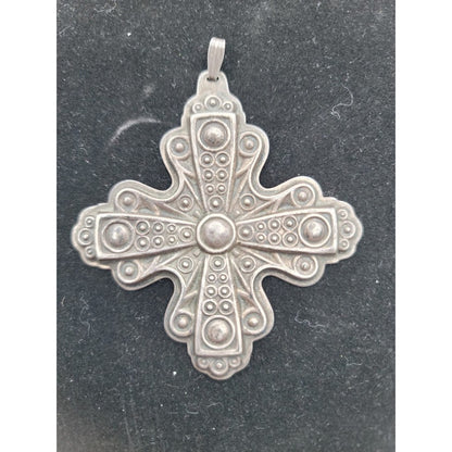 Vintage Reed Barton 1972 Christmas Cross Sterling Silver Pendant Renaissance Revival