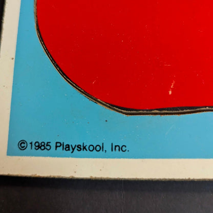 Vintage 1985 Playskool Wood Inlay Tray 1-3 yr old Puzzle Sun Bird Apple Leaf USA