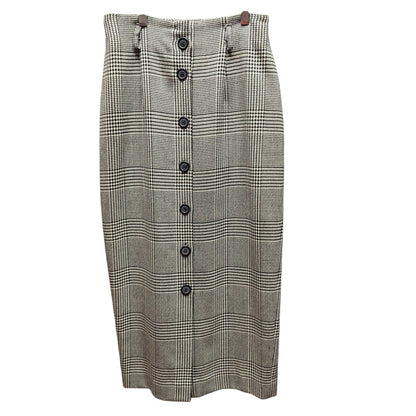 Vintage JH Collectibles Plaid Wool Maxi Skirt Small 4 Button Front Dark Academia
