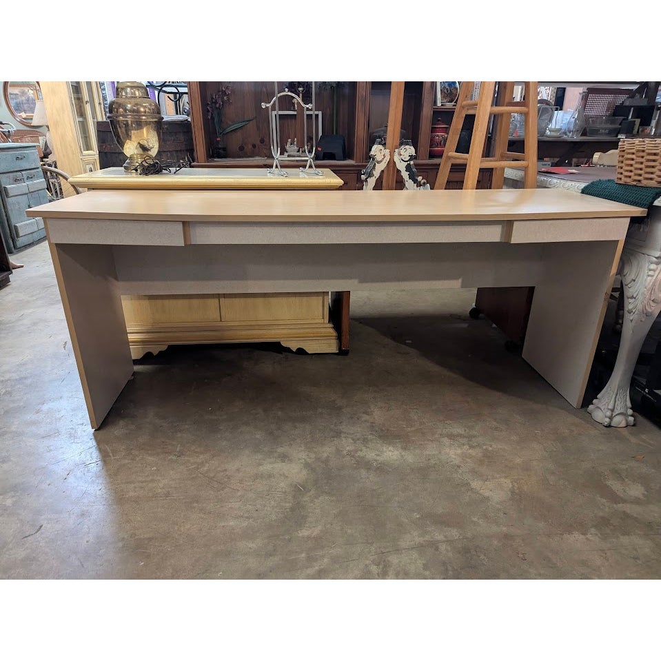 Secondhand Sandies: 6 ft crafting table desk 2 drawer white light wood tone