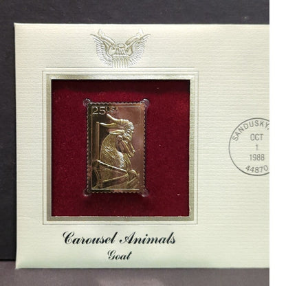 Golden Replicas of United States Stamps Collectible 22kt Gold 1988 CAROUSEL