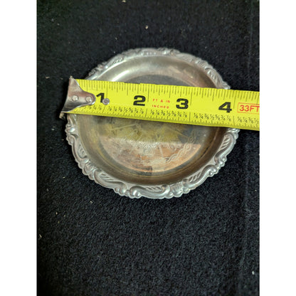 Vintage Italian Silverplate on Steel Ornate Round Trinket Dish Coaster