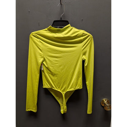 Topshop long sleeve slinky bodysuit in electric green mock neck Size 6 thong
