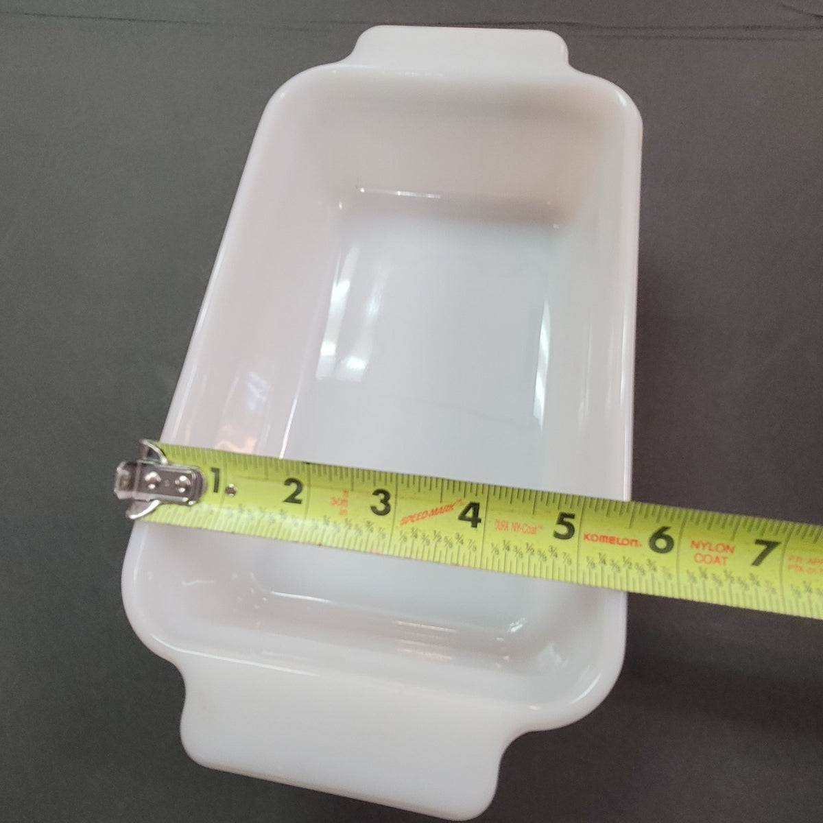 Vintage Fire-King White Milk Glass Ribbed Loaf Pan Anchor Hocking Baker Cookware
