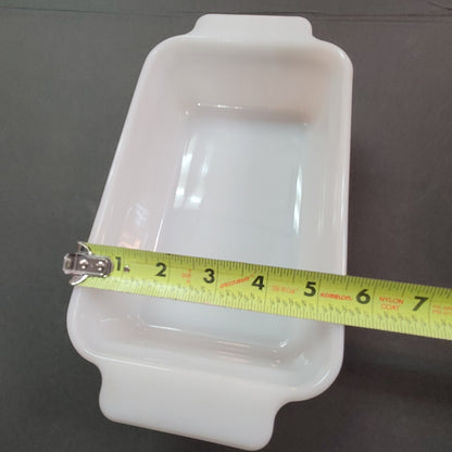 Vintage Fire-King White Milk Glass Ribbed Loaf Pan Anchor Hocking Baker Cookware