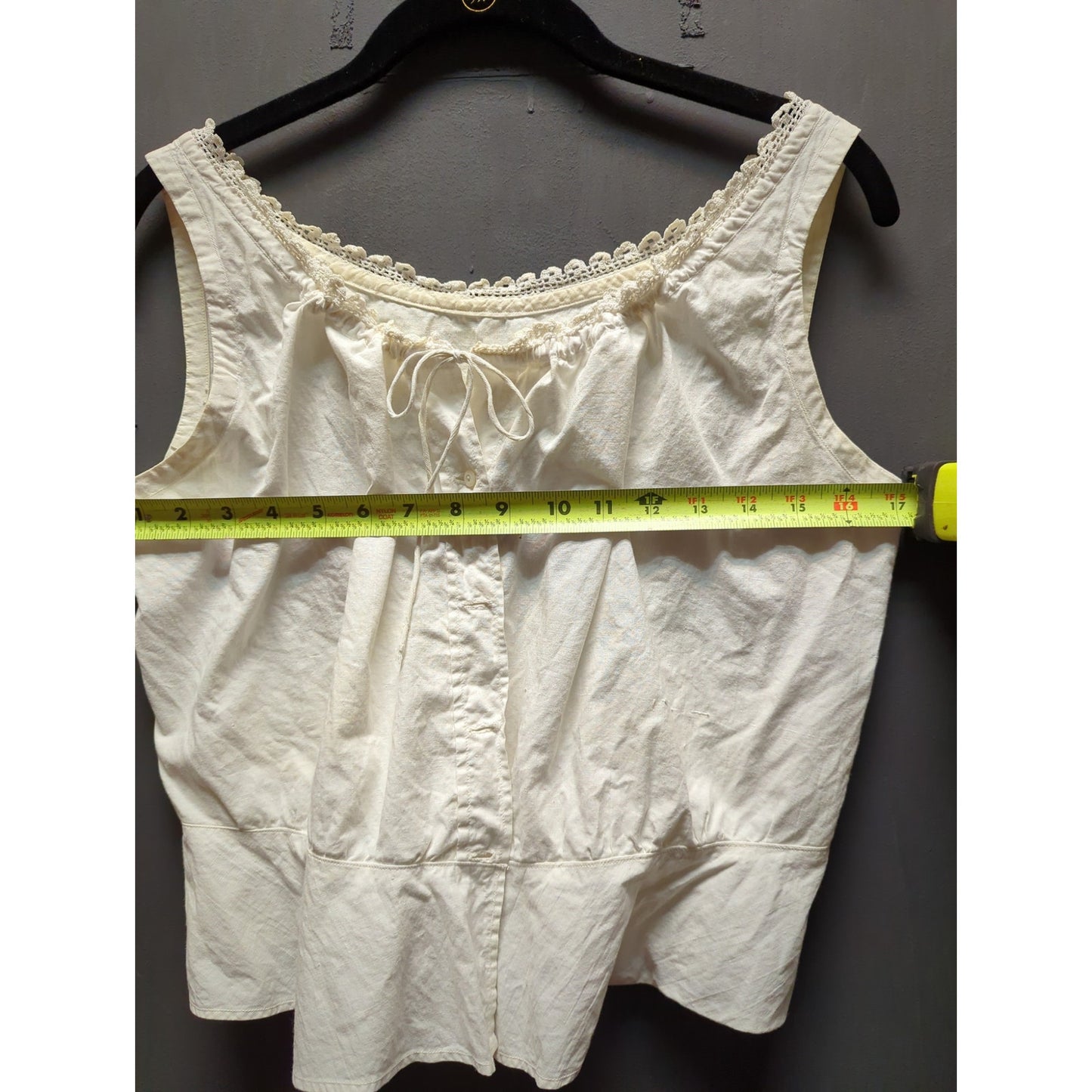 Edwardian Victorian cotton camisole corset cover liberty bodice lace trim front