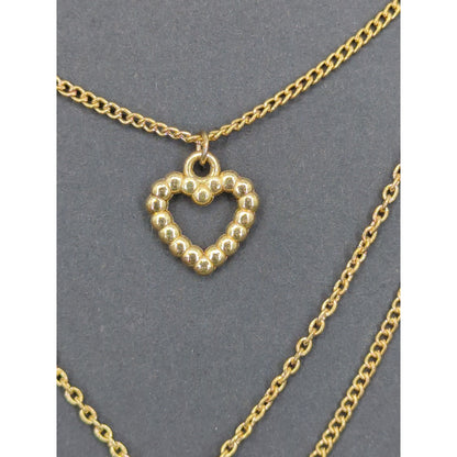 AREA Gold Tone Layered Charm Necklace Set Heart Circle Turquoise Beaded NWT