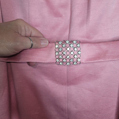 TLAPA Wein 1960's Pink Sleeveless Maxi Dress Wide Collar Cocktail Retro MCM S/M