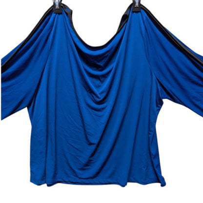 NWT Carmen Marc Valvo Cobalt Blue Blouse Open Sleeve Detail Plus size 3XL