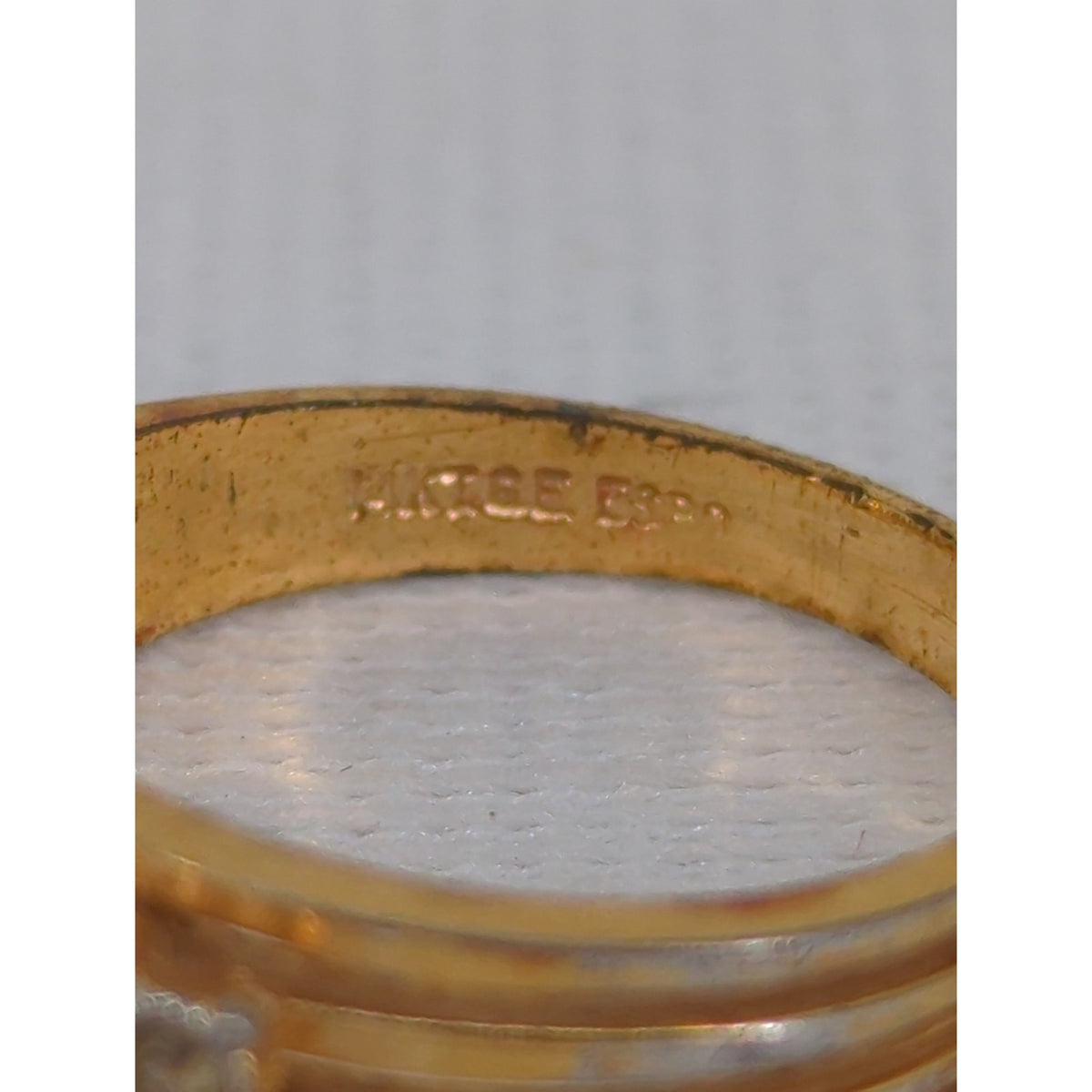 Vintage 14k Heavy Gold Electroplate Oval Turquoise & Diamond Accent Ring Size 7