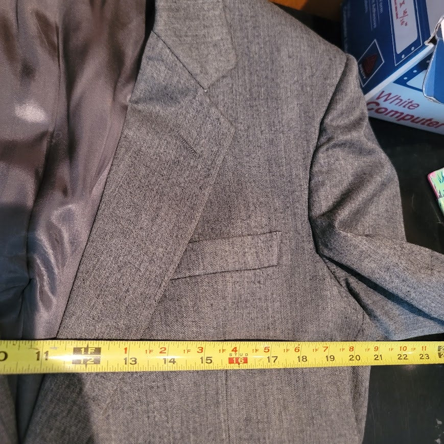 Christian Dior Vintage Wool 40L 2 pc. Suit Jacket Pants Grey Cuffed Pleated