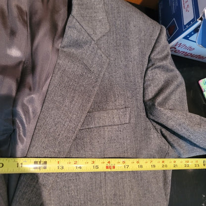 Christian Dior Vintage Wool 40L 2 pc. Suit Jacket Pants Grey Cuffed Pleated