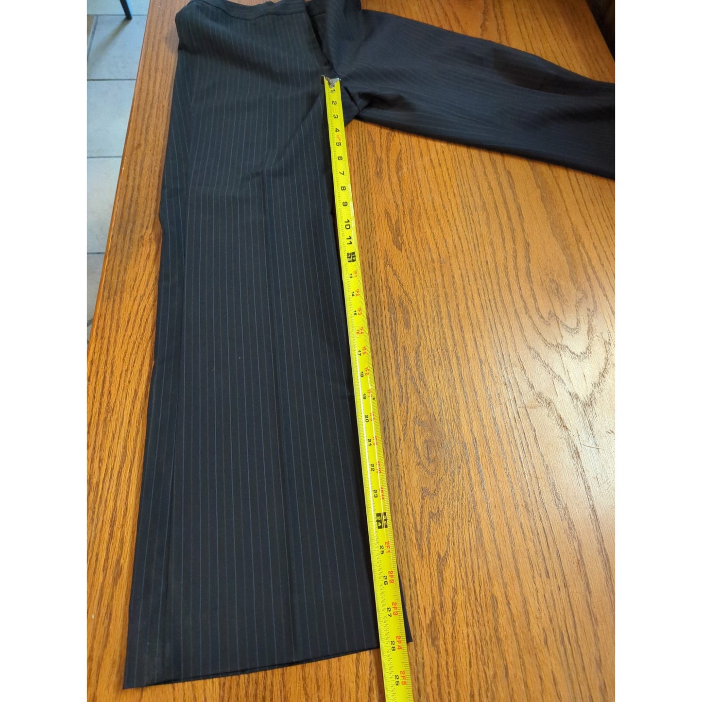 Alex Marie Navy Blue Pinstripe trouser Career Size 2P boot cut flat front