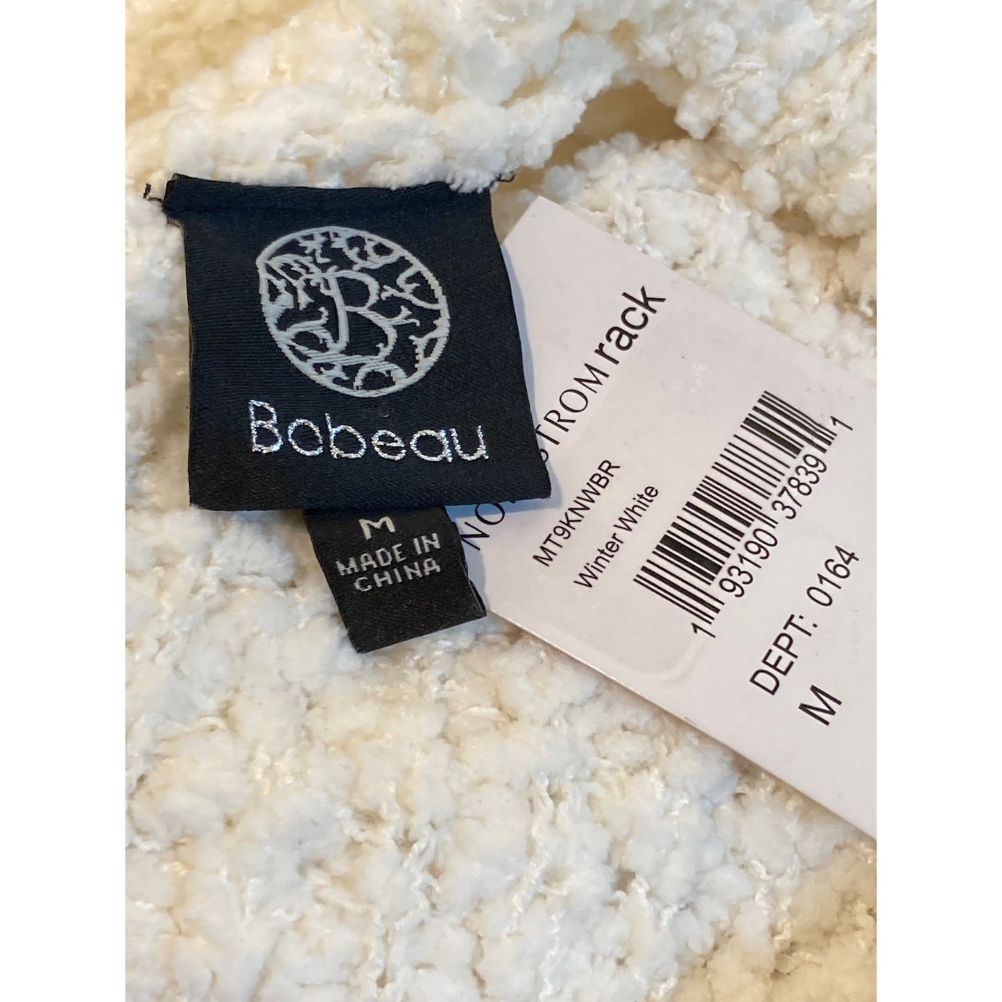 Bobeau Pullover Boucle Popcorn Cowl Neck Sweater Sz Medium in Winter White NWT