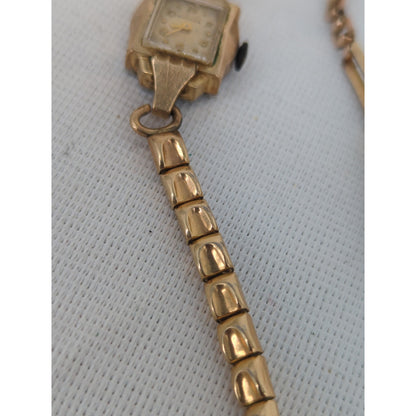Vintage 1957 Bulova Ladies Cocktail Watch 10K RGP Gold Tone Art Deco untested