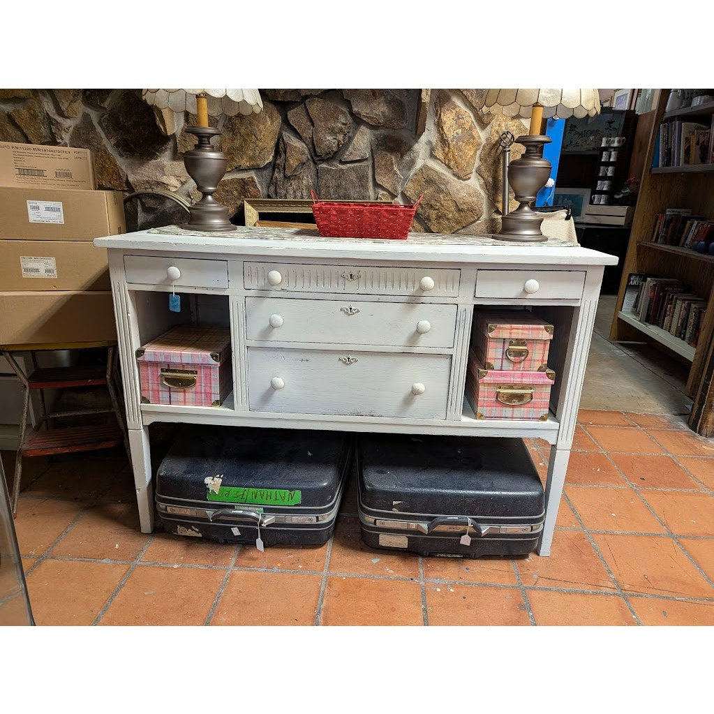Secondhand Sandies: White Buffet Sideboard Perfect for Television or Farmhouse